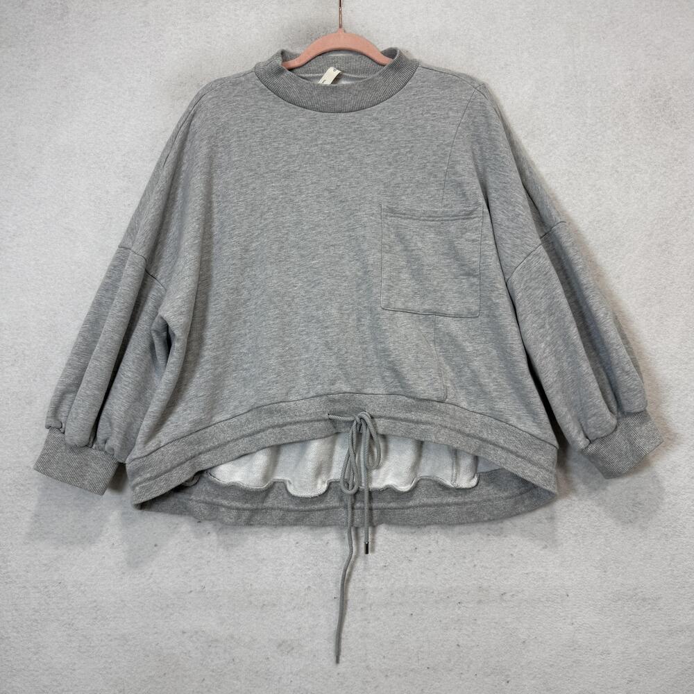 Nap Sweatshirt Womens XL Gray Mock Neck Fleece Drawstring Hem Pocket Pullover